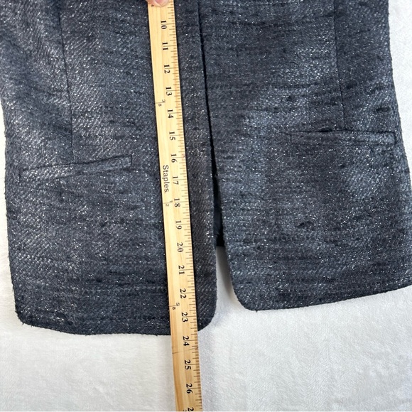 NWT Eileen Fisher Blazer Hand Loomed Sparkle Silk Round Neck Jacket Black Size 6 - Picture 6 of 13